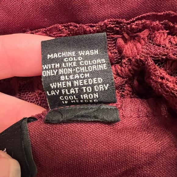 VINTAGE 90s Red Lace Long Sleeve Mini Bodycon Dress Womens sz S Keyhole Burgundy - Picture 8 of 8